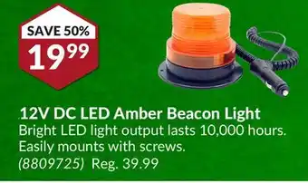 Princess Auto 12v dc led amber beacon light offer