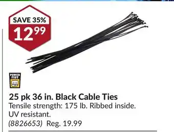 Princess Auto 25 pk 36 in. black cable ties offer
