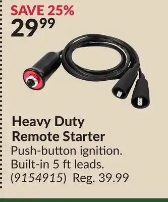 Princess Auto Heavy duty remote starter offer