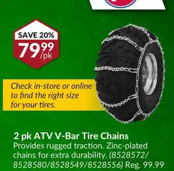 Princess Auto 2 pk atv v-bar tire chains offer