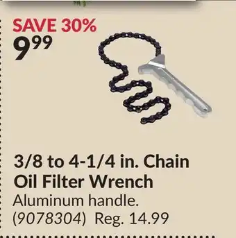 Princess Auto 3 to 4-1/4 in. chain oil filter wrench offer