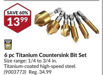 Princess Auto 6 pc titanium countersink bit set offer