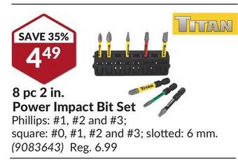 Princess Auto 8 pc 2 in. power impact bit set offer