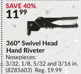 Princess Auto 360° swivel head hand riveter offer