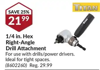 Princess Auto 1/4 in. hex right-angle drill offer
