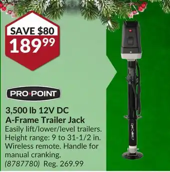 Princess Auto 3 12v dc a-frame trailer jack offer