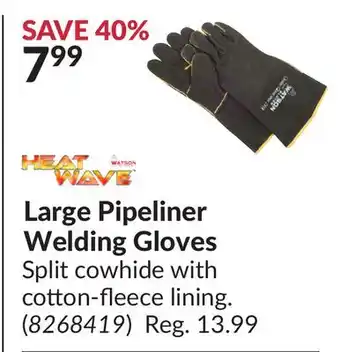 Princess Auto Large pipeliner welding gloves offer