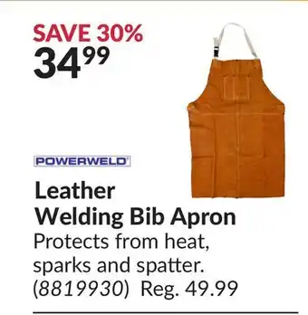 Princess Auto Powerweld leather welding bib apron offer