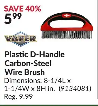 Princess Auto Vaper plastic d-handle carbon-steel wire brush offer