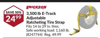 Princess Auto 3,500 lb e-track adjustable ratcheting tire strap offer