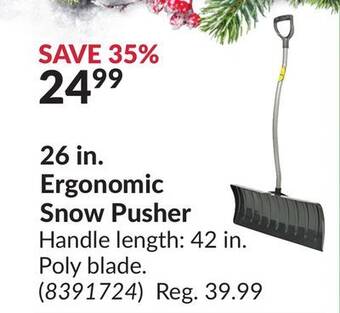 Princess Auto 26 in. ergonomic snow pusher offer