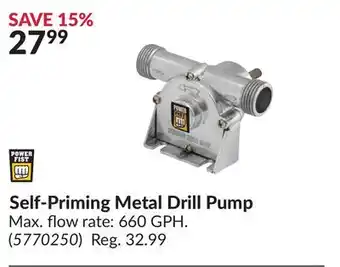 Princess Auto Power fist self-priming metal drill pump offer