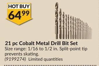 Princess Auto 21 pc cobalt metal drill bit set offer