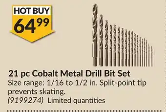 Princess Auto 21 pc cobalt metal drill bit set offer