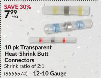 Princess Auto 10 pk transparent heat-shrink butt connectors offer
