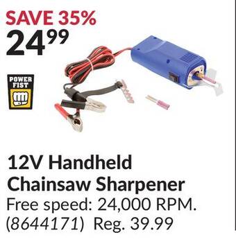 Princess Auto 12v handheld chainsaw offer