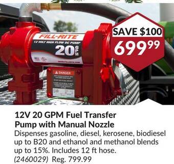 Princess Auto 12v 20 gpm fuel transfer pump offer