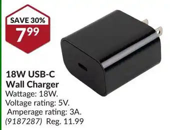 Princess Auto 18w usb-c wall charger offer