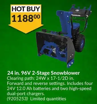 Princess Auto 24 in. 96v 2-stage snowblower offer