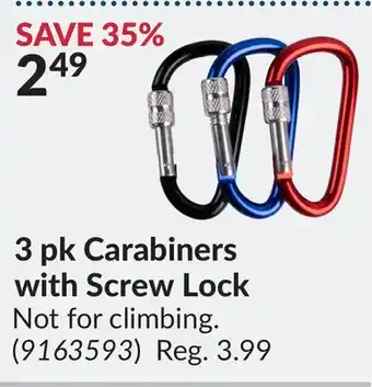 Princess Auto 3 pk carabiners with screw lock offer