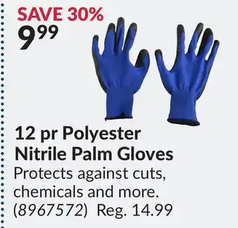 Princess Auto 12 pr polyester nitrile palm gloves offer