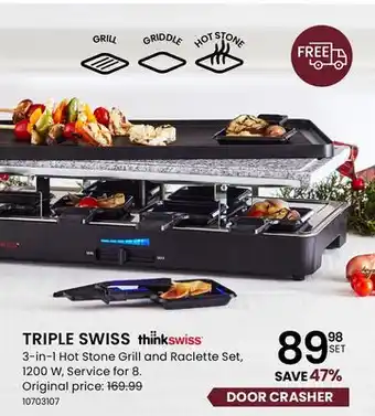 Stokes Triple swiss 3-in-1 hot stone grill and raclette set offer
