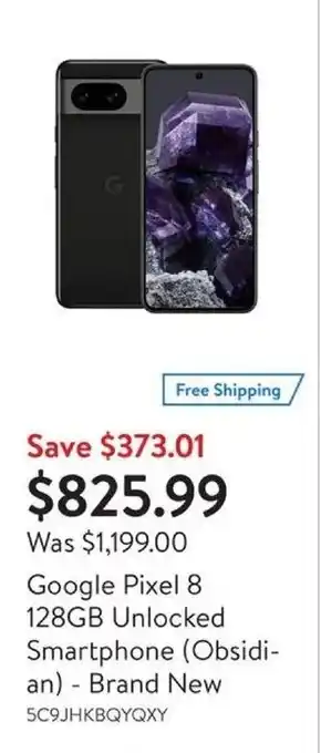 Walmart Google Pixel 8 128GB Unlocked Smartphone (Obsidian) Brand New offer