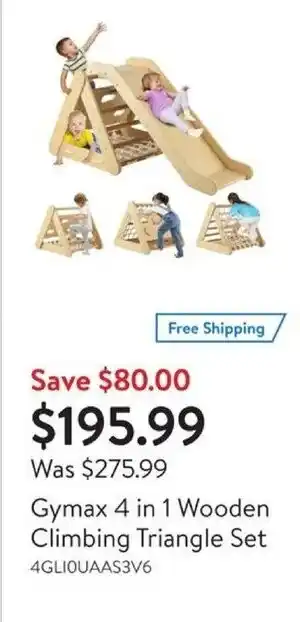 Walmart Gymax 4 in 1 Wooden Climbing Triangle Set offer