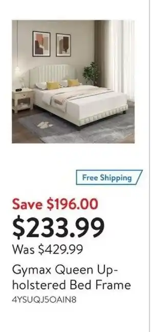 Walmart Gymax Queen Upholstered Bed Frame offer