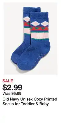 Old Navy Old navy unisex cozy printed socks for toddler & baby offer