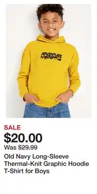 Old Navy Old navy long-sleeve thermal-knit graphic hoodie t-shirt for boys offer