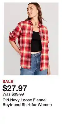 Old Navy Old navy loose flannel boyfriend shirt for women offer