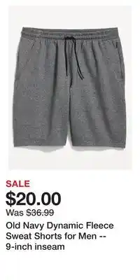 Old Navy Old navy dynamic fleece sweat shorts for men -- 9-inch inseam offer