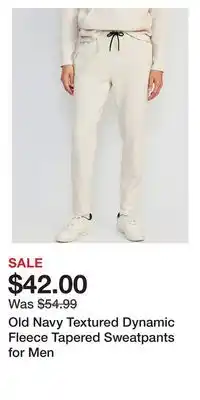 Old Navy Old navy textured dynamic fleece tapered sweatpants for men offer