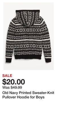 Old Navy Old navy printed sweater-knit pullover hoodie for boys offer