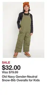 Old Navy Old navy gender-neutral snow-bib overalls for kids offer