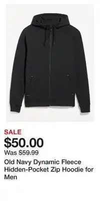 Old Navy Old navy dynamic fleece hidden-pocket zip hoodie for men offer