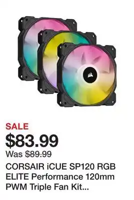 Newegg Corsair icue sp120 rgb elite performance 120mm pwm triple fan kit with icue lighting node core, co-9050109-ww offer