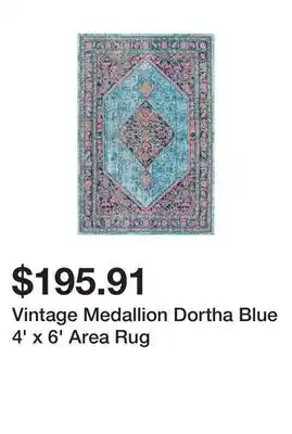 Newegg Vintage medallion dortha blue 4' x 6' area rug offer