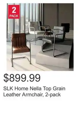 Costco Slk home nella top grain leather armchair, 2-pack offer