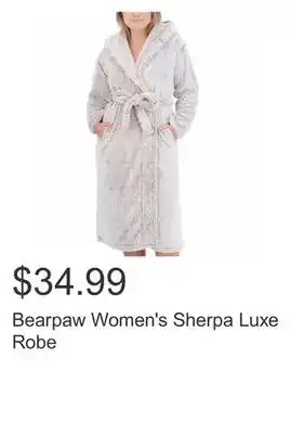 Costco Bearpaw women's sherpa luxe robe offer