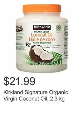 Costco Kirkland signature organic virgin coconut oil, 2.3 kg offer