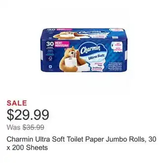 Costco Charmin ultra soft toilet paper jumbo rolls, 30 x 200 sheets offer