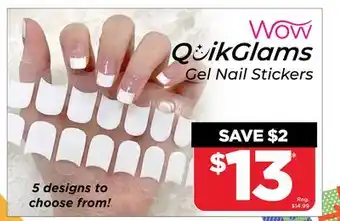 Showcase Wow quikglams gel nail stickers offer