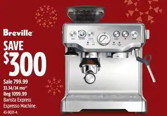 Canadian Tire Breville barista express espresso machine offer