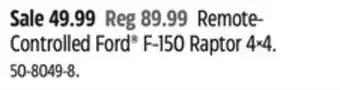 Canadian Tire New bright remote- controlled ford f-150 raptor 4×4 offer