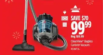 Canadian Tire Bissell cleanview bagless canister vacuum offer