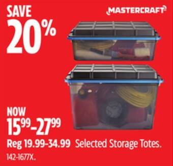Canadian Tire Mastercraft selected storage totes offer