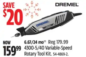 Canadian Tire Dremel 4300-5/40 variable-speed rotary tool kit offer