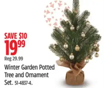 Canadian Tire Canvas winter garden potted tree and ornament set offer